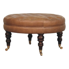 Load image into Gallery viewer, Buffalo - Round Ottoman With Castor Legs - Brown