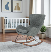 Load image into Gallery viewer, 30" Faux Fur Metal And Solid Wood Rocking Chair - Gray And Brown