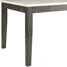 Load image into Gallery viewer, 64" Marble And Solid Wood Dining Table - White