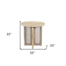 Load image into Gallery viewer, Solid Wood And Rattan Round End Table - Natural