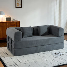 Load image into Gallery viewer, Convertible Sleeper Sofa Bed With Cylindrical Pillow, With Fixed Shape Frame