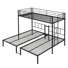 Load image into Gallery viewer, Twin Over Twin Over Twin Triple Bunk Bed With Safety Rails And Storage Shelf - Black