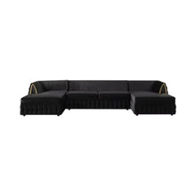 Load image into Gallery viewer, Velvet U Shaped Sofa Chaise Sectional With Toss Pillows - Black