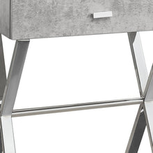 Load image into Gallery viewer, 22" Wood And Metal End Table With Drawer - Silver And Gray