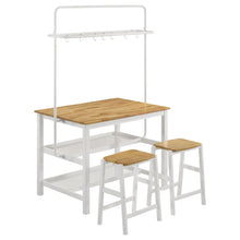Load image into Gallery viewer, Prager - 3 Piece Kitchen Island Counter Table Set With Overhead Rack And Backless Stools - White