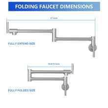 Load image into Gallery viewer, Wall Mount Pot Filler Faucet Folding Stretchable Kitchen Sink Faucet With 2 Handles - Brushed Nickel