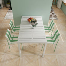 Load image into Gallery viewer, 4 Piece Set Of Modern Color Block Designed Single Chairs With Long Table