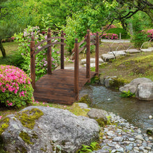 Load image into Gallery viewer, Outsunny - Fir Wood Garden Bridge Arc Walkway With Side Railings, Perfect For Backyards, Gardens, & Streams, Carbonized - Brown