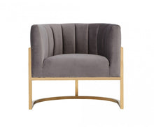 Load image into Gallery viewer, Glam Channel Tufted Velvet Accent Chair - Gray And Gold