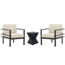 Load image into Gallery viewer, Modern 3 Piece Outdoor Patio Seating Set With Aluminum Frame And Weather Resistant Cushions - Beige / Gray