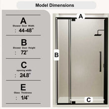 Load image into Gallery viewer, Semi Frameless Pivot Hinged Shower Door, Reversible Design