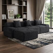 Load image into Gallery viewer, Chenille Modular Sofa Chaise With Ottoman Toss Pillows (725196) - Black