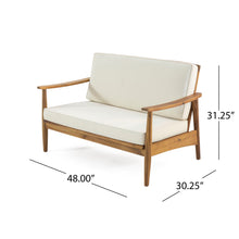 Load image into Gallery viewer, Outdoor Acacia Wood Loveseat Set With Coffee Table