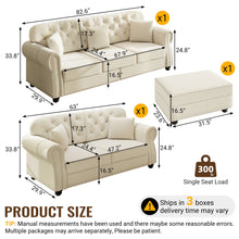 Load image into Gallery viewer, Upholstered Sofa Set With Nailhead Trim And Rolled Armrests, Includes Pillows