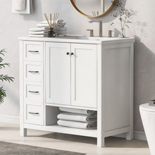 Load image into Gallery viewer, Bathroom Vanity With Sink Top, Bathroom Vanity Cabinet With 2 Doors And 2 Drawers, Open Shelf