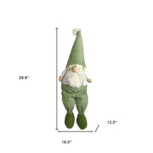 Load image into Gallery viewer, Fabric Christmas Standing Gnome Tabletop Sculpture (493008) - Green / White