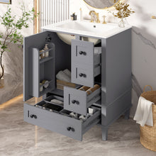 Load image into Gallery viewer, Bathroom Vanity With Integrated Basin, Soft Close Drawers, Door Mounted Double Layer Shelf