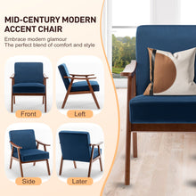 Load image into Gallery viewer, Mid Century Modern Accent Chair With Solid Wood Frame And Extra Thick Backrest