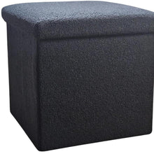 Load image into Gallery viewer, 15" Boucle Cube Storage Ottoman - Black