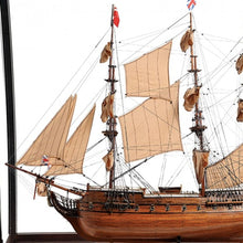 Load image into Gallery viewer, HMS Surprise 1796 Table Top Display Case Hand Painted Model Boat - Brown