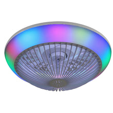 Load image into Gallery viewer, RGB Dimmable LED Enclosed Ceiling Fan With Remote Control, Bladeless Design - White