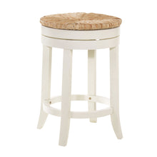 Load image into Gallery viewer, Swivel Backless Counter Height Bar Chair With Footrest 24" - Natural and Antiqued White