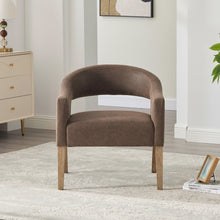 Load image into Gallery viewer, Upholstered Open Back Armchair With Weathered Rubberwood Legs