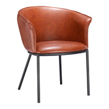 Load image into Gallery viewer, Modern Upholstered Faux Leather Dining Arm Chair - Brown