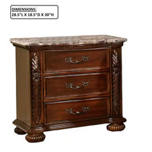 Load image into Gallery viewer, 3 Drawer Nightstand, Bedside Table Hand Carved Storage For Bedroom - Cherry