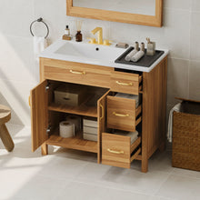 Load image into Gallery viewer, Bathroom Vanity, 2 Soft Close Doors, 3 Soft Close Drawers, Adjustable Shelf - Wood