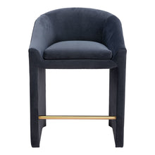 Load image into Gallery viewer, 26" Velvet And Steel Counter Height Bar Chair - Gray / Gold