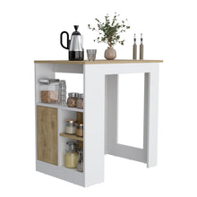 Load image into Gallery viewer, Kitchen Island Three Open Side Storage Shelves And One Push-To-Open Cabinet - White / Macadamia