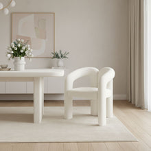 Load image into Gallery viewer, Boucle Partially Open Back Dining Arm Chair - White