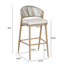 Load image into Gallery viewer, Outdoor Bar Height Metal Frame Counter Stools With Scallop Shaped Backrest & Water Resistant Cushions