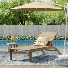 Load image into Gallery viewer, Outdoor Rattan Wicker Chaise Lounge With Acacia Wood Frame - Light Brown