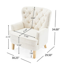 Load image into Gallery viewer, Vintage Style Club Chair, Granular Plush Fabric, Rubber Wood Legs - Almond