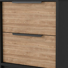 Load image into Gallery viewer, 19" Wood Two Drawer Nightstand - Black And Natural