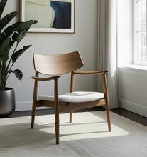 Load image into Gallery viewer, Upholstery And Solid Wood Arm Chair - Brown / Cream
