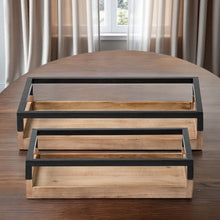 Load image into Gallery viewer, Wood Indoor Outdoor Dining Room Tray With Handles (Set of 2) - Brown