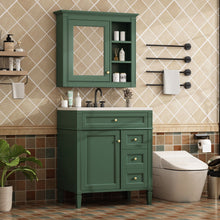 Load image into Gallery viewer, Bathroom Vanity With Top Sink, 2 Doors And 3 Drawers, Freestanding Set With Mirror Cabinet