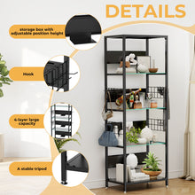 Load image into Gallery viewer, 4 Tier Display Shelf With RGB Lights, LED Lighted Curio Cabinet With Adjustable Storage Box & Hooks - Black