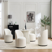 Load image into Gallery viewer, Velvet Curved Back Swivel Dining Arm Chair - Cream / Black