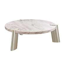 Load image into Gallery viewer, Genuine Marble Round Coffee Table - Gold And White