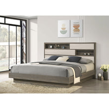 Load image into Gallery viewer, Eastern King Bed Bookcase Headboard With Hidden Storage - Oak