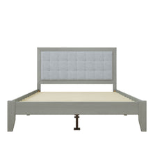 Load image into Gallery viewer, Mid Century Modern Platform Bed With Upholstered Headboard