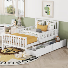 Load image into Gallery viewer, Platform Bed With Guardrails On Both Sides And 2 Storage Drawers