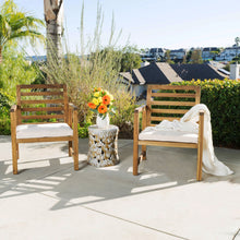 Load image into Gallery viewer, Outdoor Acacia Wood Club Chairs, 2 Pieces Set - Natural Stained / White
