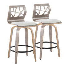 Load image into Gallery viewer, Folia - Contemporary Fixed Height Counter Stool With Swivel With Round Footrest (Set of 2) - Light Gray