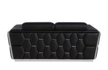 Load image into Gallery viewer, Italian Leather, Loveseat - Black / Silver