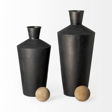 Load image into Gallery viewer, Cylindrical Urns (Set of 2) - Black / Brown